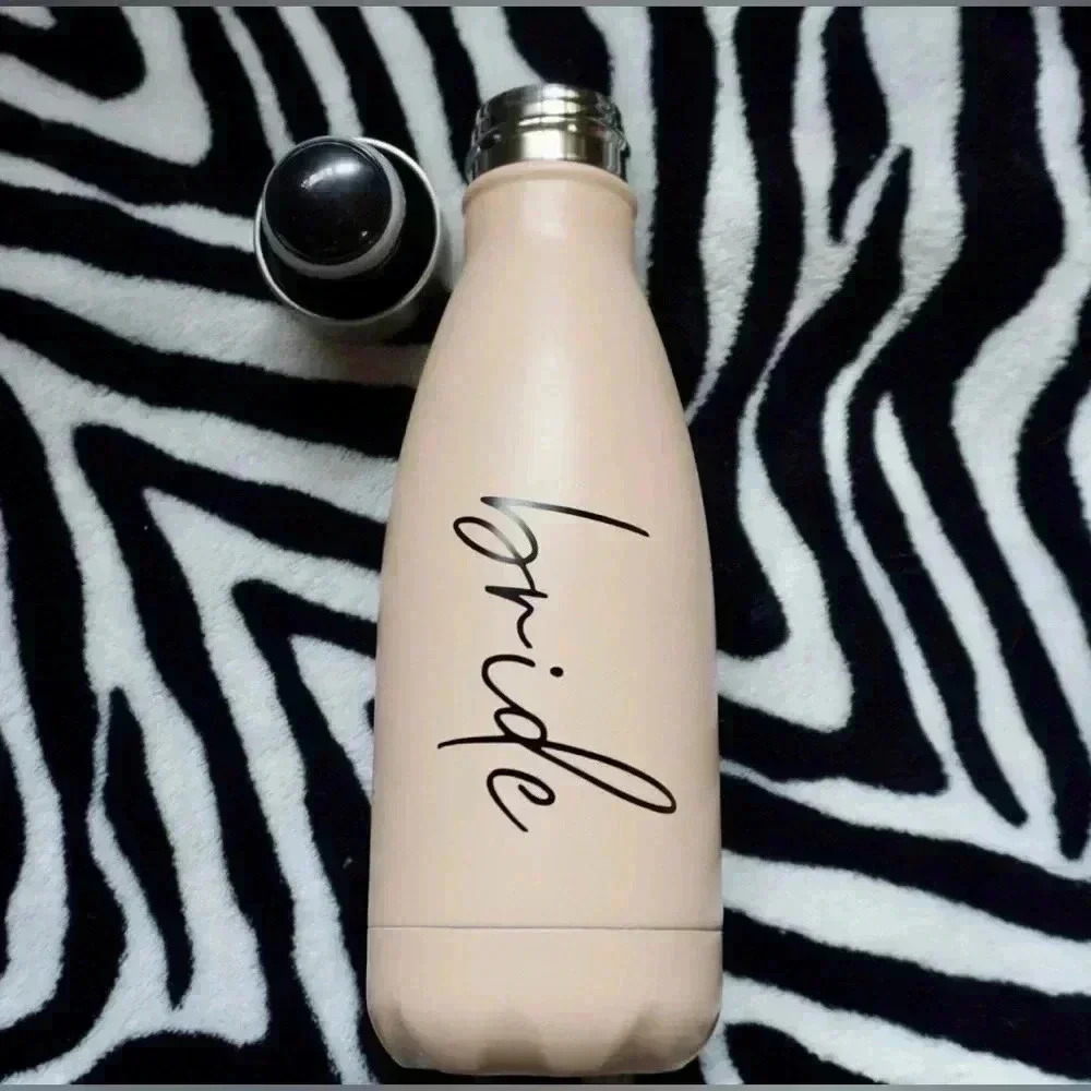 BRAND NEW “Bride” Stainless Steel Insulated Tan Water Bottle